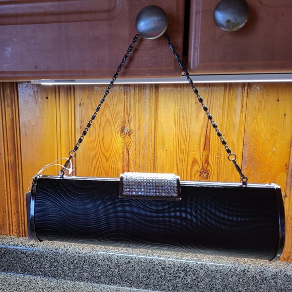 NEW JNB EVENING CLUTCH PURSE HARD SHELL WITH RHINESTONE CLASP - Picture 2 of 12